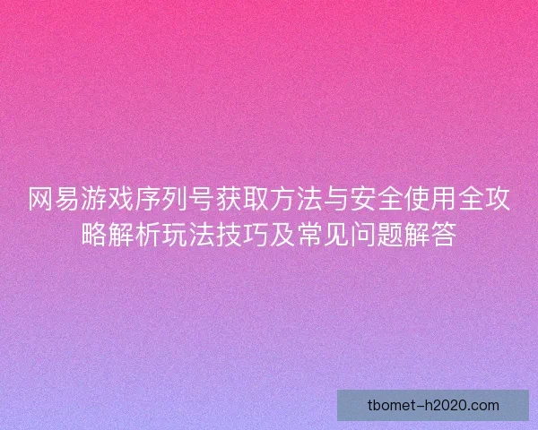 网易游戏序列号获取方法与安全使用全攻略解析玩法技巧及常见问题解答